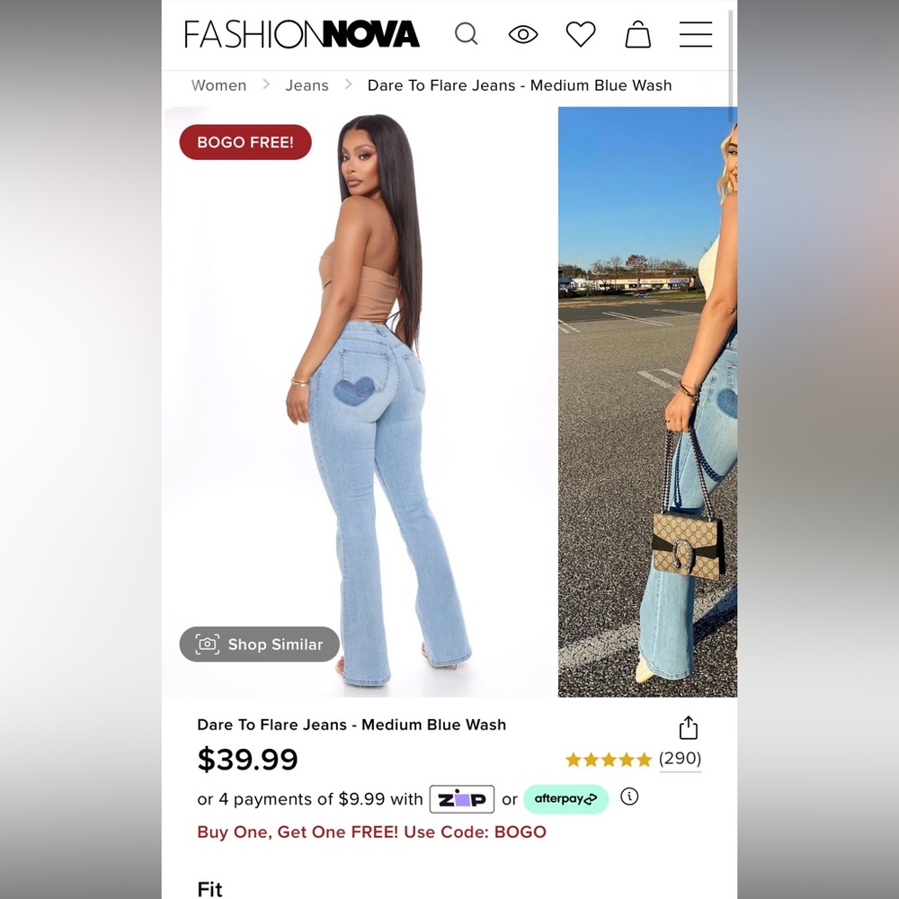 Fashion Nova Flare Jeans with Heart Mark - size 3